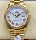 Rolex 8+ Factory Day-Date (Gain Weight) 36mm White Roman with Diamond
